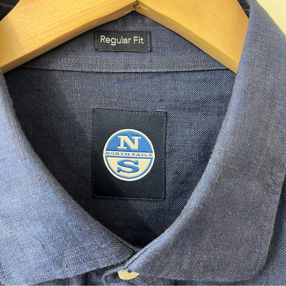 North Sails Dark Blue 100% Linen Button Down Shirt - Picture 3 of 10